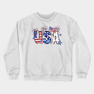 USA US Flag Patriotic 4th of July America Men Wen Kids Crewneck Sweatshirt